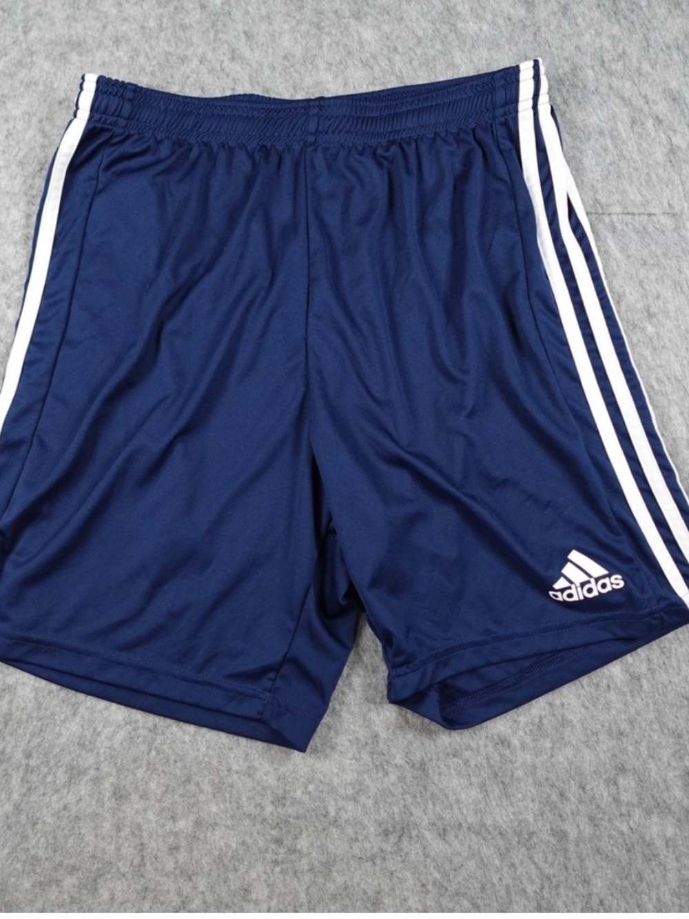 adidas Navy Blue Athletic Shorts with White Three-Stripes